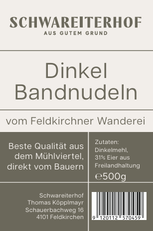Dinkel Bandnudeln vom Feldkirchner Wanderei