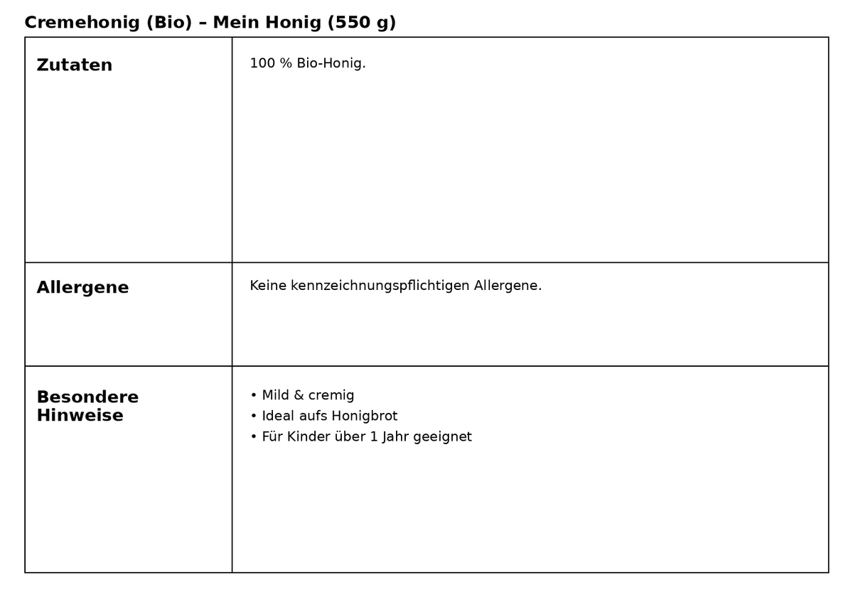 Bio Cremehonig