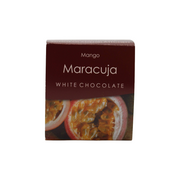 Handgeschöpfte Schokoladenblättchen Weiße Schokolade Maracuja