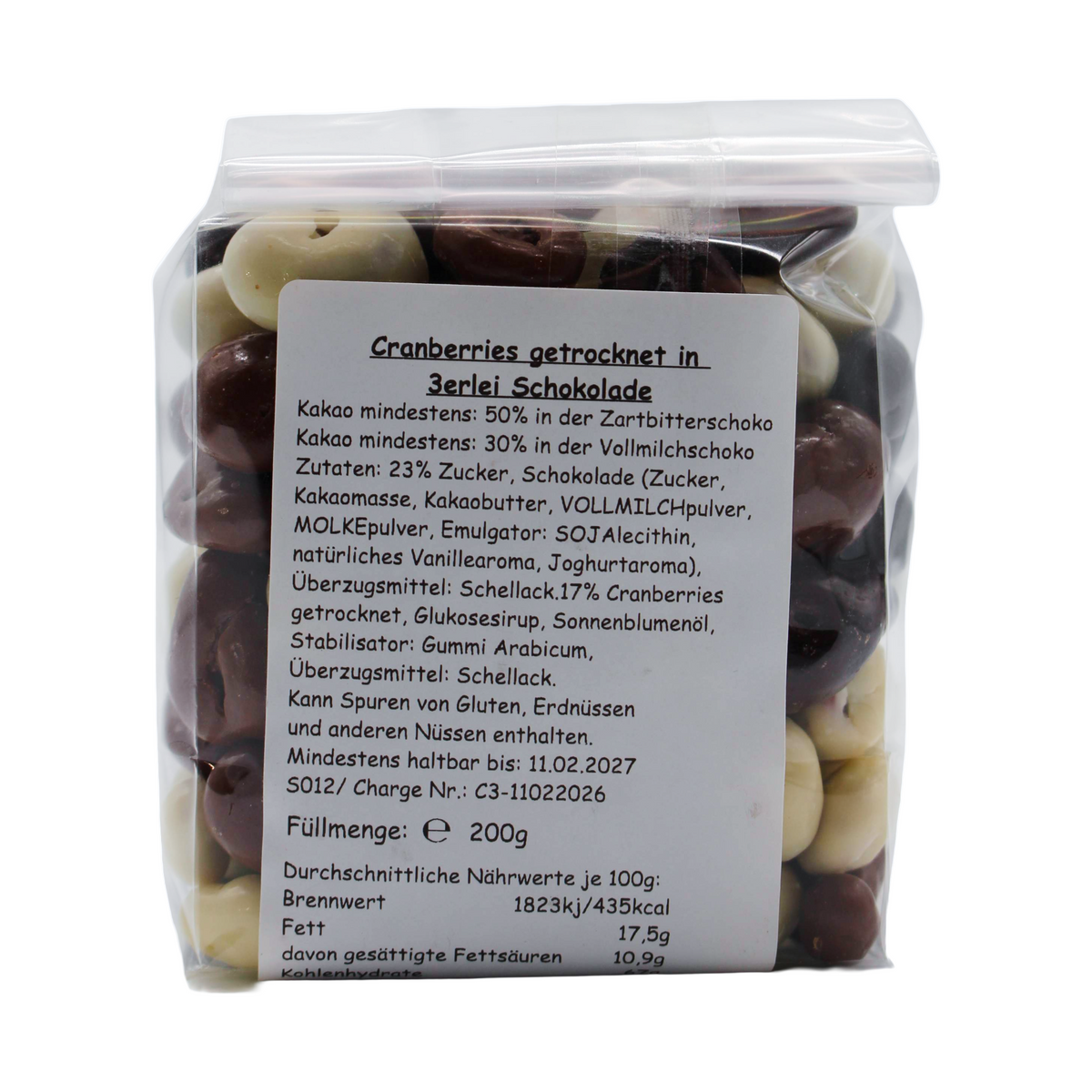 Cranberries in 3erlei Schokolade