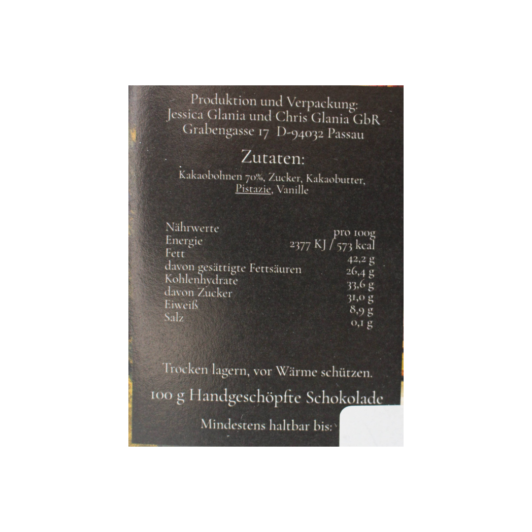 Zartbitterschokolade mit Pistazie