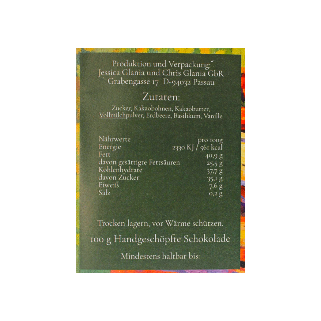 Milchschokolade Erdbeere & Basilikum