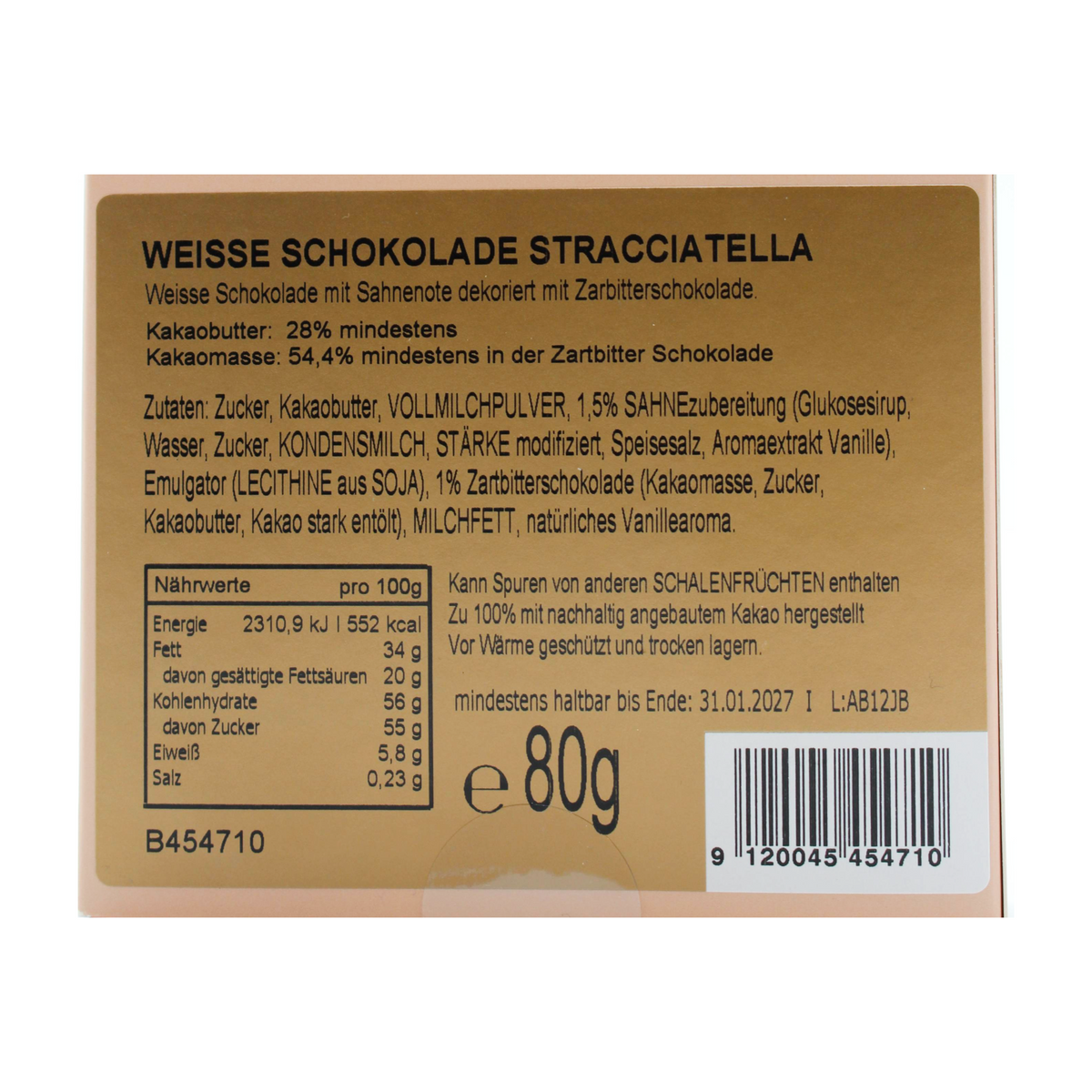 Weiße Schokolade Stracciatella