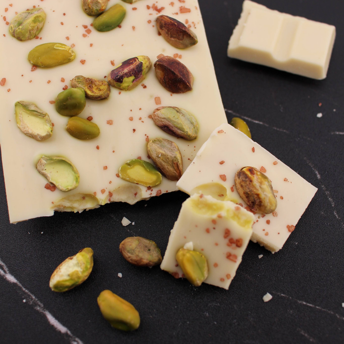 Weiße Schokolade mit Pistazie & Fleur de Sel